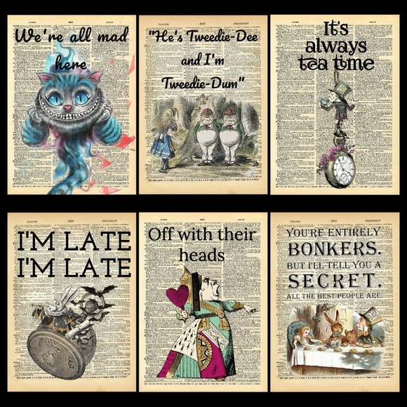 Other | Alice In Wonderland Dictionary Page Art | Poshmark